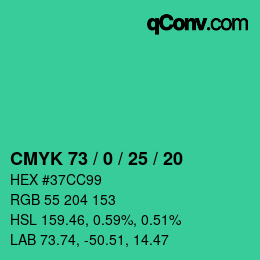 颜色代码: CMYK 73 / 0 / 25 / 20 | qconv.com