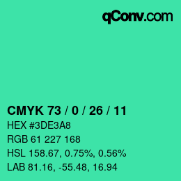 カラーコード: CMYK 73 / 0 / 26 / 11 | qconv.com