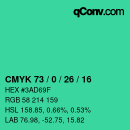 カラーコード: CMYK 73 / 0 / 26 / 16 | qconv.com