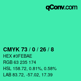 カラーコード: CMYK 73 / 0 / 26 / 8 | qconv.com