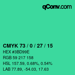 Color code: CMYK 73 / 0 / 27 / 15 | qconv.com
