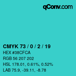 Color code: CMYK 73 / 0 / 2 / 19 | qconv.com