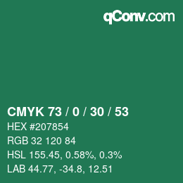 カラーコード: CMYK 73 / 0 / 30 / 53 | qconv.com