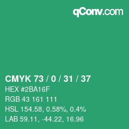 Color code: CMYK 73 / 0 / 31 / 37 | qconv.com