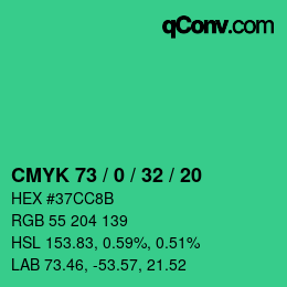 Color code: CMYK 73 / 0 / 32 / 20 | qconv.com