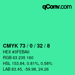 Color code: CMYK 73 / 0 / 32 / 8 | qconv.com