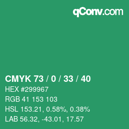 颜色代码: CMYK 73 / 0 / 33 / 40 | qconv.com