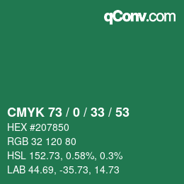 Color code: CMYK 73 / 0 / 33 / 53 | qconv.com