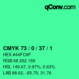 Color code: CMYK 73 / 0 / 37 / 1 | qconv.com