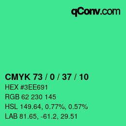 カラーコード: CMYK 73 / 0 / 37 / 10 | qconv.com