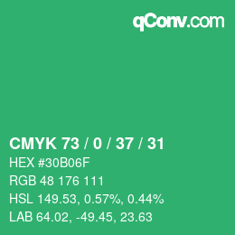 Color code: CMYK 73 / 0 / 37 / 31 | qconv.com