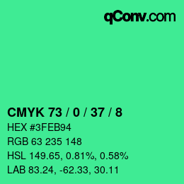 カラーコード: CMYK 73 / 0 / 37 / 8 | qconv.com