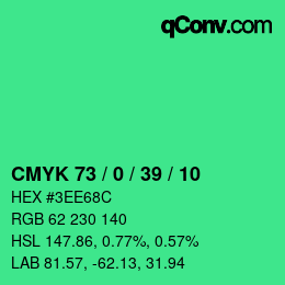 颜色代码: CMYK 73 / 0 / 39 / 10 | qconv.com