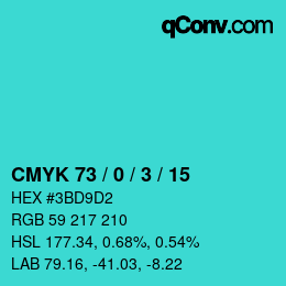 Color code: CMYK 73 / 0 / 3 / 15 | qconv.com