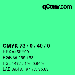 Color code: CMYK 73 / 0 / 40 / 0 | qconv.com