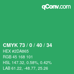 Color code: CMYK 73 / 0 / 40 / 34 | qconv.com