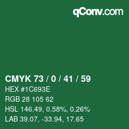 Farbcode: CMYK 73 / 0 / 41 / 59 | qconv.com