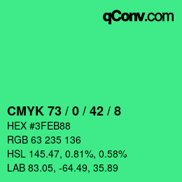 Color code: CMYK 73 / 0 / 42 / 8 | qconv.com