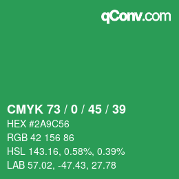 Color code: CMYK 73 / 0 / 45 / 39 | qconv.com