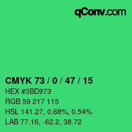 Color code: CMYK 73 / 0 / 47 / 15 | qconv.com