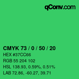 Color code: CMYK 73 / 0 / 50 / 20 | qconv.com