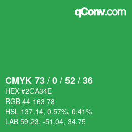 颜色代码: CMYK 73 / 0 / 52 / 36 | qconv.com