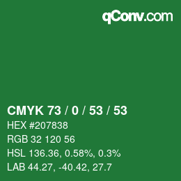 Color code: CMYK 73 / 0 / 53 / 53 | qconv.com