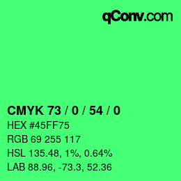 Farbcode: CMYK 73 / 0 / 54 / 0 | qconv.com