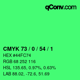 Farbcode: CMYK 73 / 0 / 54 / 1 | qconv.com