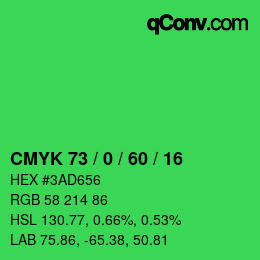カラーコード: CMYK 73 / 0 / 60 / 16 | qconv.com