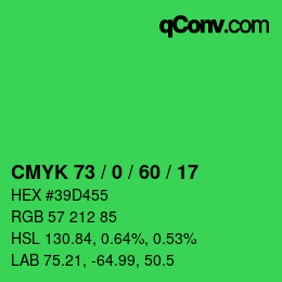 カラーコード: CMYK 73 / 0 / 60 / 17 | qconv.com