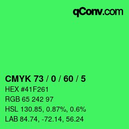 カラーコード: CMYK 73 / 0 / 60 / 5 | qconv.com