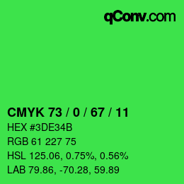 Color code: CMYK 73 / 0 / 67 / 11 | qconv.com