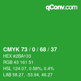 Color code: CMYK 73 / 0 / 68 / 37 | qconv.com