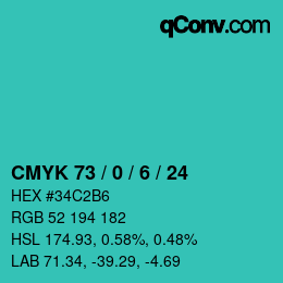 Color code: CMYK 73 / 0 / 6 / 24 | qconv.com