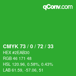 Color code: CMYK 73 / 0 / 72 / 33 | qconv.com
