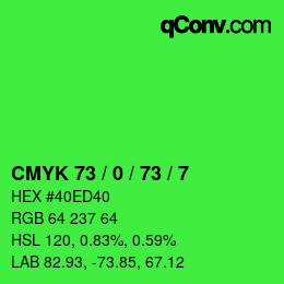 Código de color: CMYK 73 / 0 / 73 / 7 | qconv.com