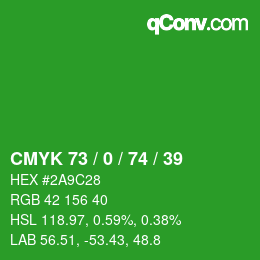 Color code: CMYK 73 / 0 / 74 / 39 | qconv.com
