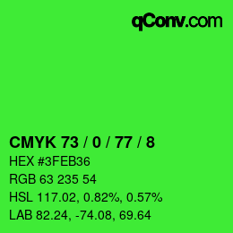 Color code: CMYK 73 / 0 / 77 / 8 | qconv.com