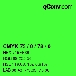 颜色代码: CMYK 73 / 0 / 78 / 0 | qconv.com