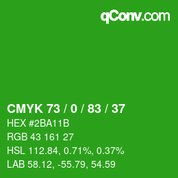 Color code: CMYK 73 / 0 / 83 / 37 | qconv.com