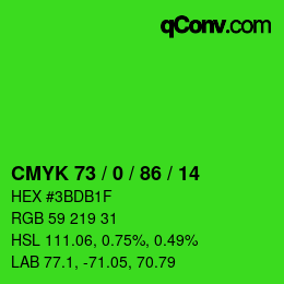Color code: CMYK 73 / 0 / 86 / 14 | qconv.com