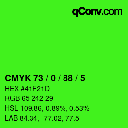 Color code: CMYK 73 / 0 / 88 / 5 | qconv.com