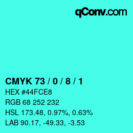 Farbcode: CMYK 73 / 0 / 8 / 1 | qconv.com