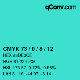 Color code: CMYK 73 / 0 / 8 / 12 | qconv.com