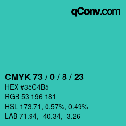カラーコード: CMYK 73 / 0 / 8 / 23 | qconv.com