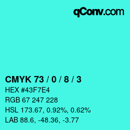 Farbcode: CMYK 73 / 0 / 8 / 3 | qconv.com