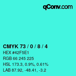 Color code: CMYK 73 / 0 / 8 / 4 | qconv.com
