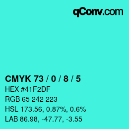 Farbcode: CMYK 73 / 0 / 8 / 5 | qconv.com