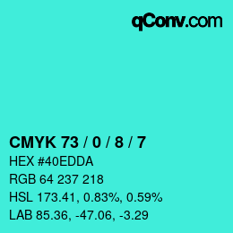 カラーコード: CMYK 73 / 0 / 8 / 7 | qconv.com